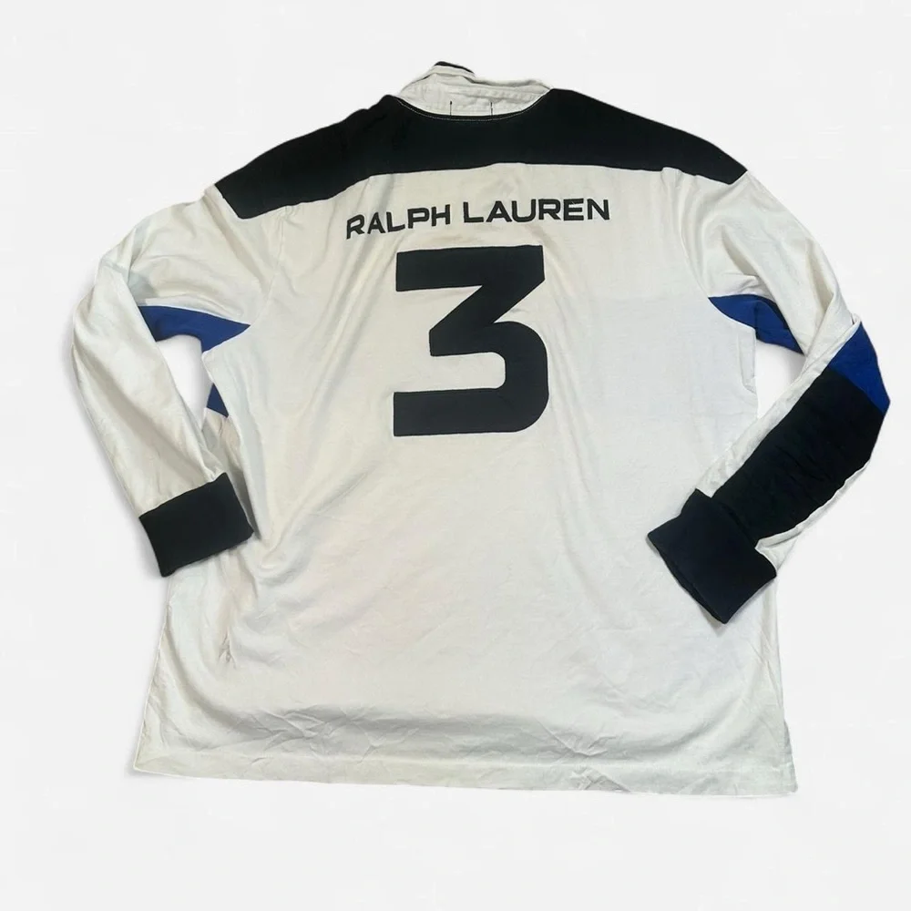 Polo‎ Ralph Lauren Men’s USA #3 Patch Padded Long Sleeve Rugby Shirt Size XL
